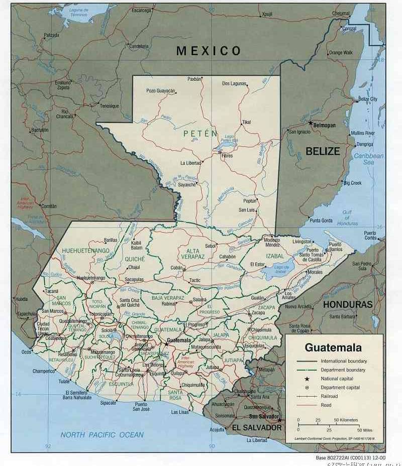 危地马拉英文地图