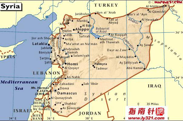 叙利亚英文地图